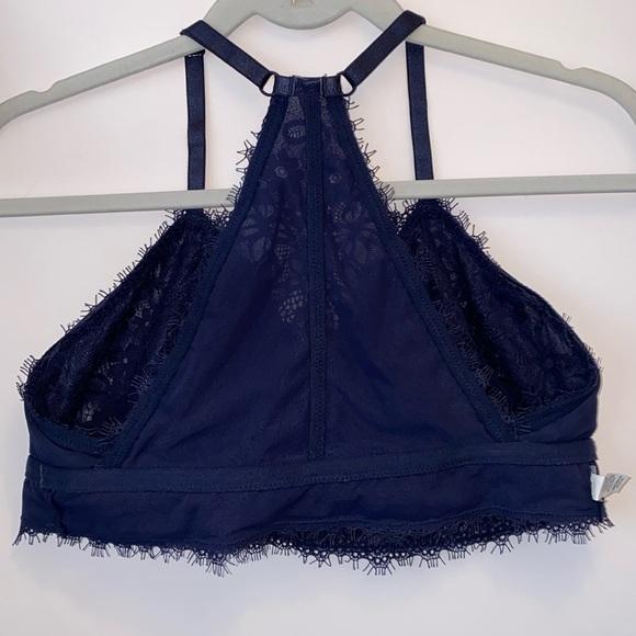 XL navy Aerie Racerback Bralette, Eyelash Lace Bra Adjustable Straps EUC 1X blue - Picture 3 of 14